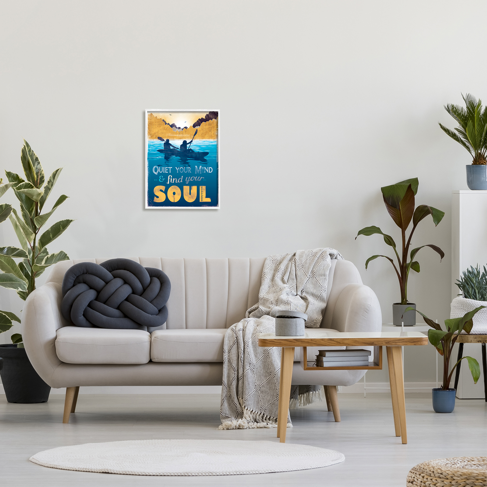 Stupell Industries Find Your Soul Scene Inspirational Painting White Framed Art Print Wall Art, 16 x 20