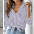 thumbnail image 2 of Futezty Womens Button Down Shirts Striped Classic Long Sleeve Collared Office Work Blouses Tops with Pocket Women's Button Down Shirts Long Sleeve Blouses Tops With Pocket, 2 of 7