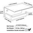 thumbnail image 2 of Soporte de papel higiénico con estante moderno soporte para papel de cocina de acero inoxidable 304 negro mate y almacenamiento para teléfono móvil montado en la pared, 2 of 5