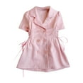 thumbnail image 2 of HaiMao Kid's Notched Lapel Double Breasted Casual Blazer Dress Clearance Pink 1 Years(100), 2 of 6