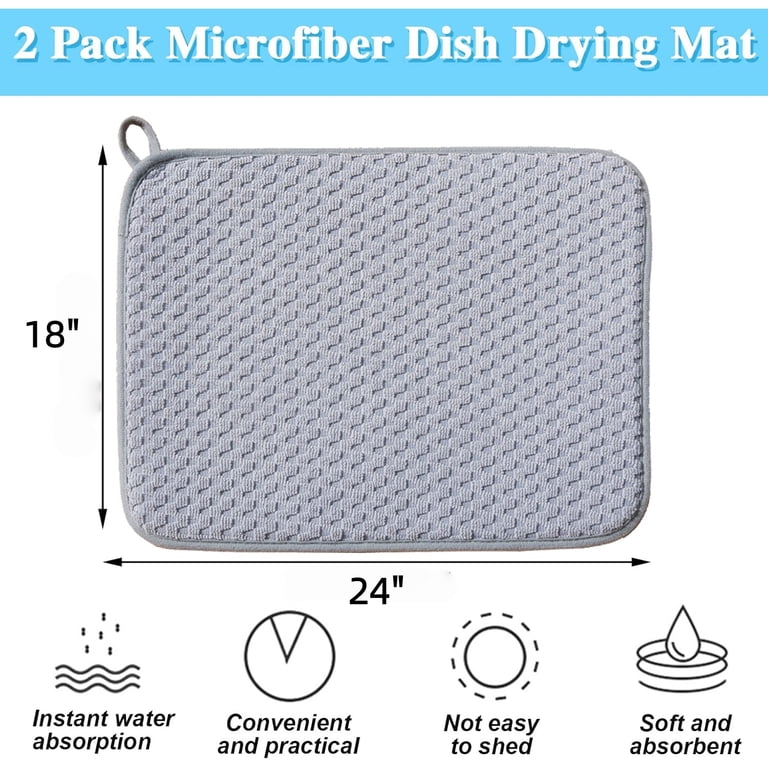 BN-LINK Dish Drying Mat, 2-Pack 24x18 Inch Gray photo 6