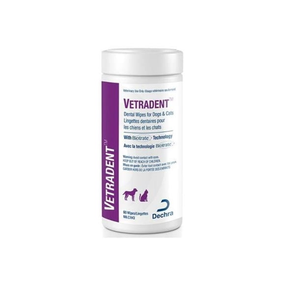 Dechra 192959807929 Vetradent Dental Wipes for Dogs & Cats, 60 Count
