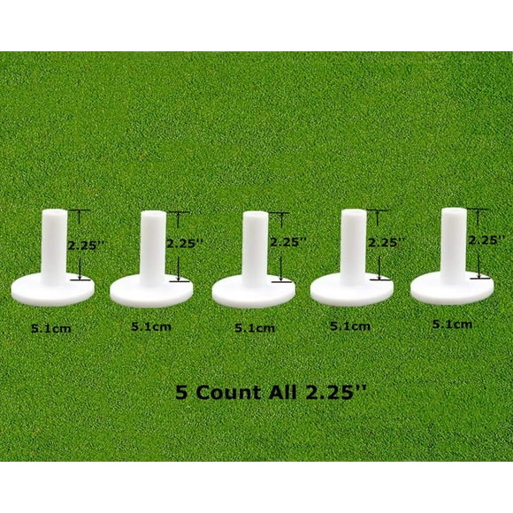 FINgER TEN golf Rubber Tees Driving Range Value 5 Pack, Mixed Size or 5 Same Size for Practice Mat (5 Pack All 225 in White)