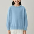 thumbnail image 2 of Fall/Winter Saving! HVOBTTY Kid's Soft Knited Sweater, Toddler Fall Pullover Sweater, Kids Versatile Solid Color Crewneck Long Sleeve Knit Sweater Pullover Tops Boys Girls Light Blue, 3-4 Years, 2 of 5