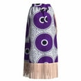 thumbnail image 3 of Bintarealwax African Skirt for Women Trendy Long Wrap Skirts Kente Print One Size Adjustable Tie Tassels Hem YF164, 3 of 5