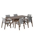 thumbnail image 1 of Juego de Comedor de Madera con 6 Sillas Tapizadas para 6 Personas, Mesa y Sillas para Comedor y Cocina, Midtown Concept Ibiza, Nogal y Gris Claro, 1 of 5