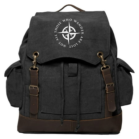LOTR Not All Those Who Wander Are Lost Rucksack Backpack with Leather (Lost Odyssey Best Rings)