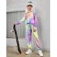 thumbnail image 5 of Oudiya Kids Tie Dye Sweatshirt Crop Tops Hoodie Long Sleeve Pullover for Girls, 5-13 Years, 5 of 7