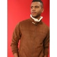 thumbnail image 6 of Men Brown Suede Windcheater Outdoor Bomber Jacket, 6 of 7