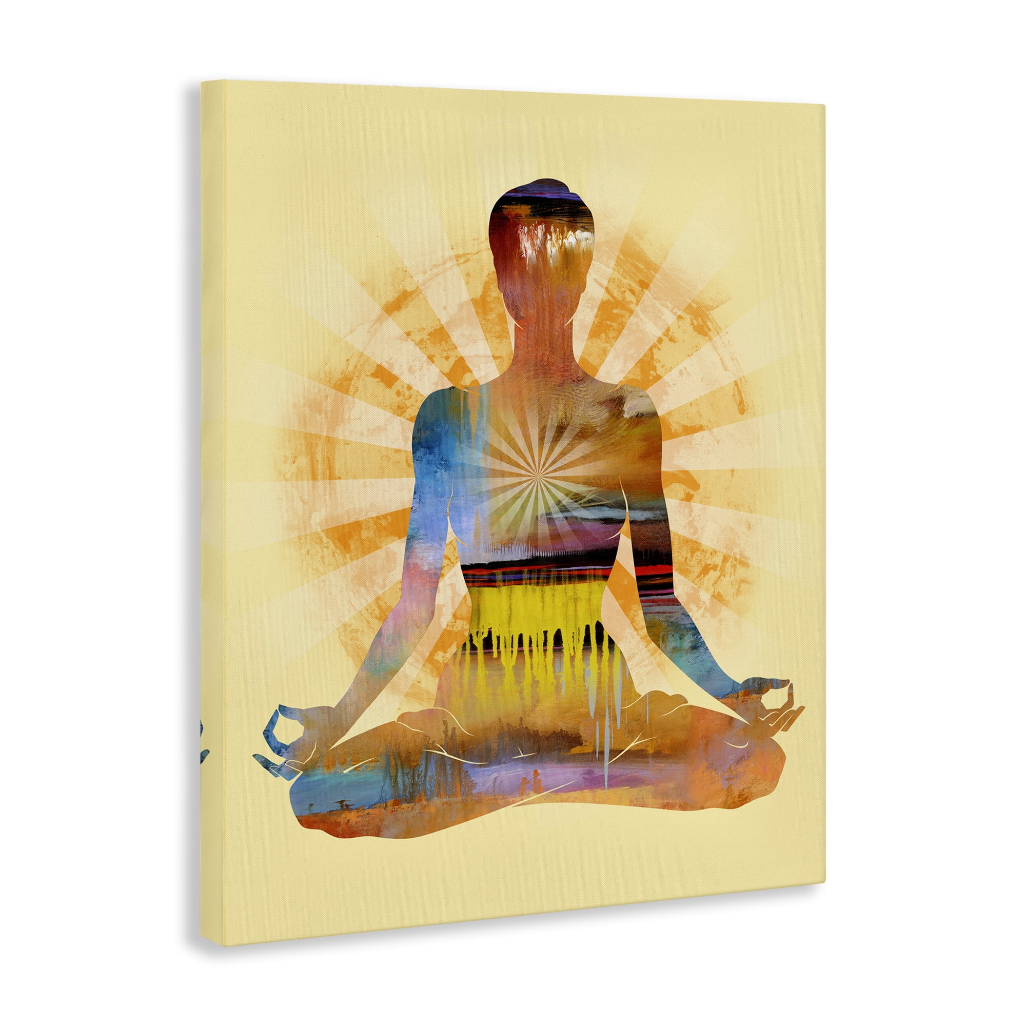 Stupell Industries Mindful Meditation Pose People Painting Wrapped Canvas Art Print Wall Art, 30 x 40