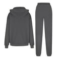 thumbnail image 3 of Kixjoy Tracksuit Set for Women Casual Plus Size Drawstring Hoodie Sweatpants Set Jogging Fall Fleece Sweatsuit for Women Sport Fashion Tracksuit Women with Pockets, Dark Gray 3XL, 3 of 3