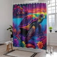 thumbnail image 3 of Nautical Rainbow Sea Turtles Beach Theme Fabric Shower Curtain Sets Bathroom Blue Ocean Shower Curtain Decor Beach Shower Curtain Bathroom Decor with Grommets and Hooks - 72 "x 72", 3 of 6