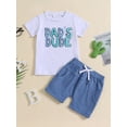 thumbnail image 4 of Yunliwuli Little Boys Summer Shorts Sets Short Sleeve Letter Embroidery Tops and Drawstring Shorts Sets, 4 of 10