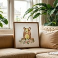 thumbnail image 3 of Bear, Woodland Animals, Forest Animals, Boho, Pink Flowers, Girl Nursery - Illustration Unframed Wall Art Print 16 x 16 inches, 3 of 9