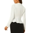 thumbnail image 3 of INSPIRE CHIC Work Short Blazer for Women's Lapel Collar Long Sleeve Ruffle Casual Office Jacket XL White, 3 of 6