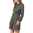 thumbnail image 5 of INSPIRE CHIC Women's Notched Lapel Double Breasted Faux Suede Trenchcoat M Dark Gray, 5 of 8