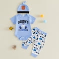 thumbnail image 2 of WUANDIXFA Newborn Baby Boy Clothes 3 6 9 12 18 Months Cute Letter Print Romper+ Pants+Hat 3PCS Outfit,Blue,9-12 Months, 2 of 6