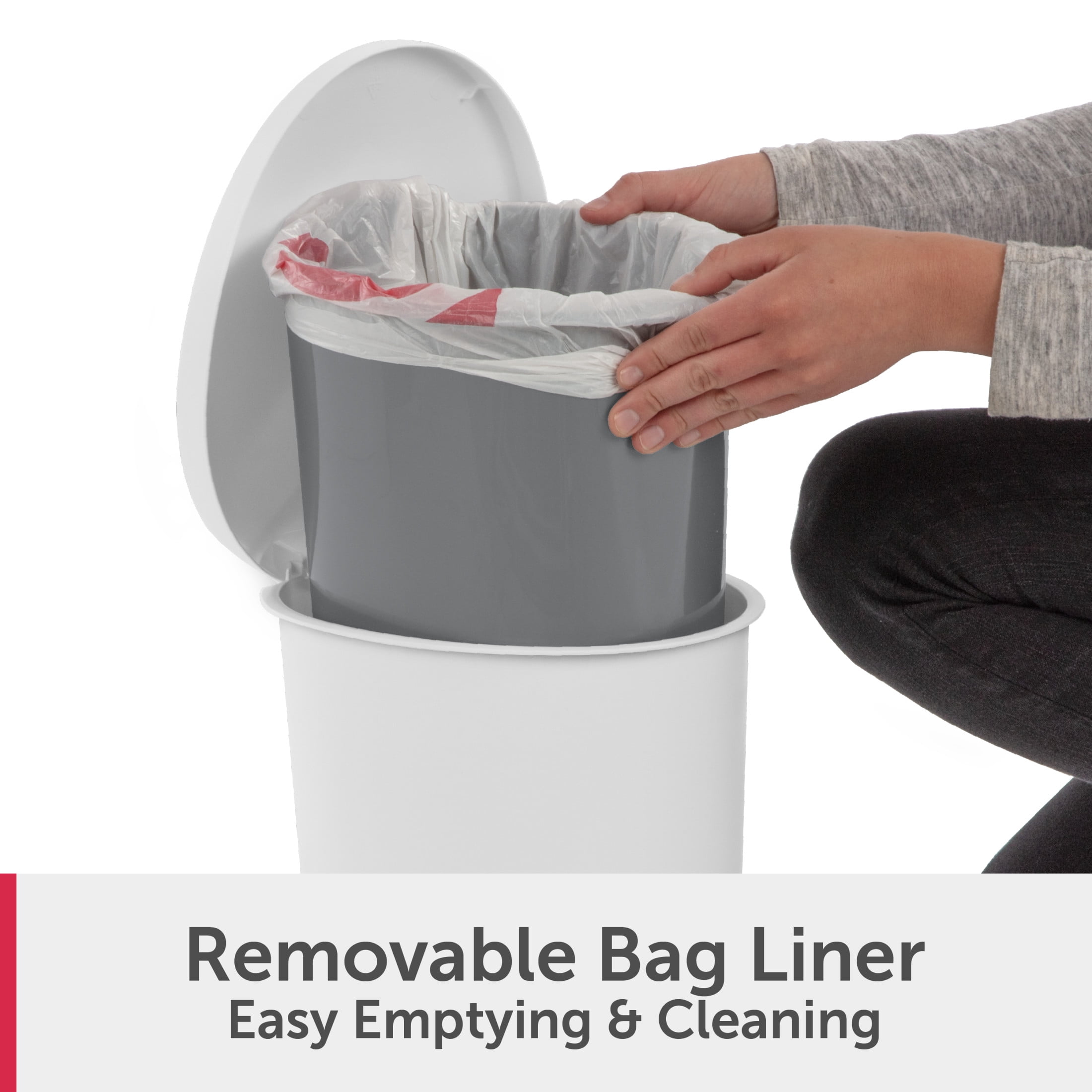 Sterilite Small Bathroom Trash Can, 2.6 Gallon Plastic Garbage Bucket Bin with Step Lid, White