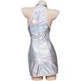 thumbnail image 4 of Sexy Silver Metallic Dress Strappy Halter Mini Dress Club Party Dress for Women, 4 of 6