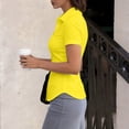 thumbnail image 6 of Women's Basic Button Down Shirts Short Sleeve Stretch Button Up Dress Shirt Slim Fit Waitress Work Shirts Yellow XL, 6 of 6