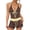 Yellow, variant on JOANKDMI 2 Piece Women Tankini Set Halter Neck Tie Front Swimwear with Boyshorts Bottom Vintage Modest Flattering Bathing Suits for Beach Vacation Pool Party