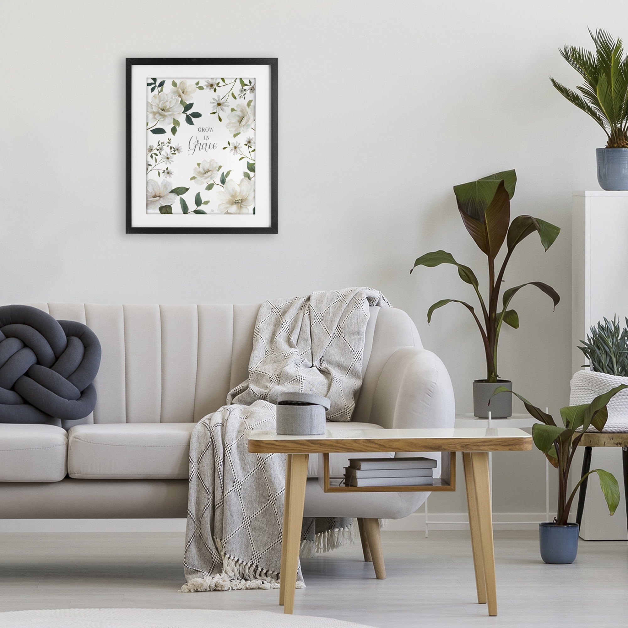 Stupell Industries Floral Grow In Grace Black Framed Print Under Glass, design by Nan
