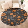 thumbnail image 4 of Trick or Treat Halloween Pattern Round Blanket,Comfortable Soft Flannel Throw Blanket,All Season,Warm Lightweight Blankets for Sofa Bed Couch Living Room Chair 47"x47", 4 of 5
