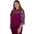 thumbnail image 3 of Alfred Dunner Womens Plus-Size  Embroidered Floral Sleeve Split Neck Top, 3 of 6