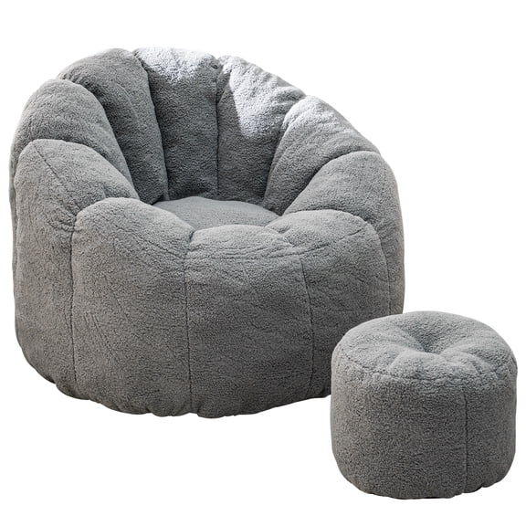 MIERES Oversized Lounge Chair with Ottoman, Plush Accent Chair with Footstool, Soft Upholstered Comfy Armchair for Living Room, Bedroom, Reading Nook