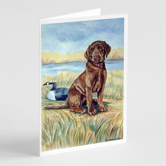 Chocolate Labrador Puppy Greeting Cards and Envelopes Pack of 8
