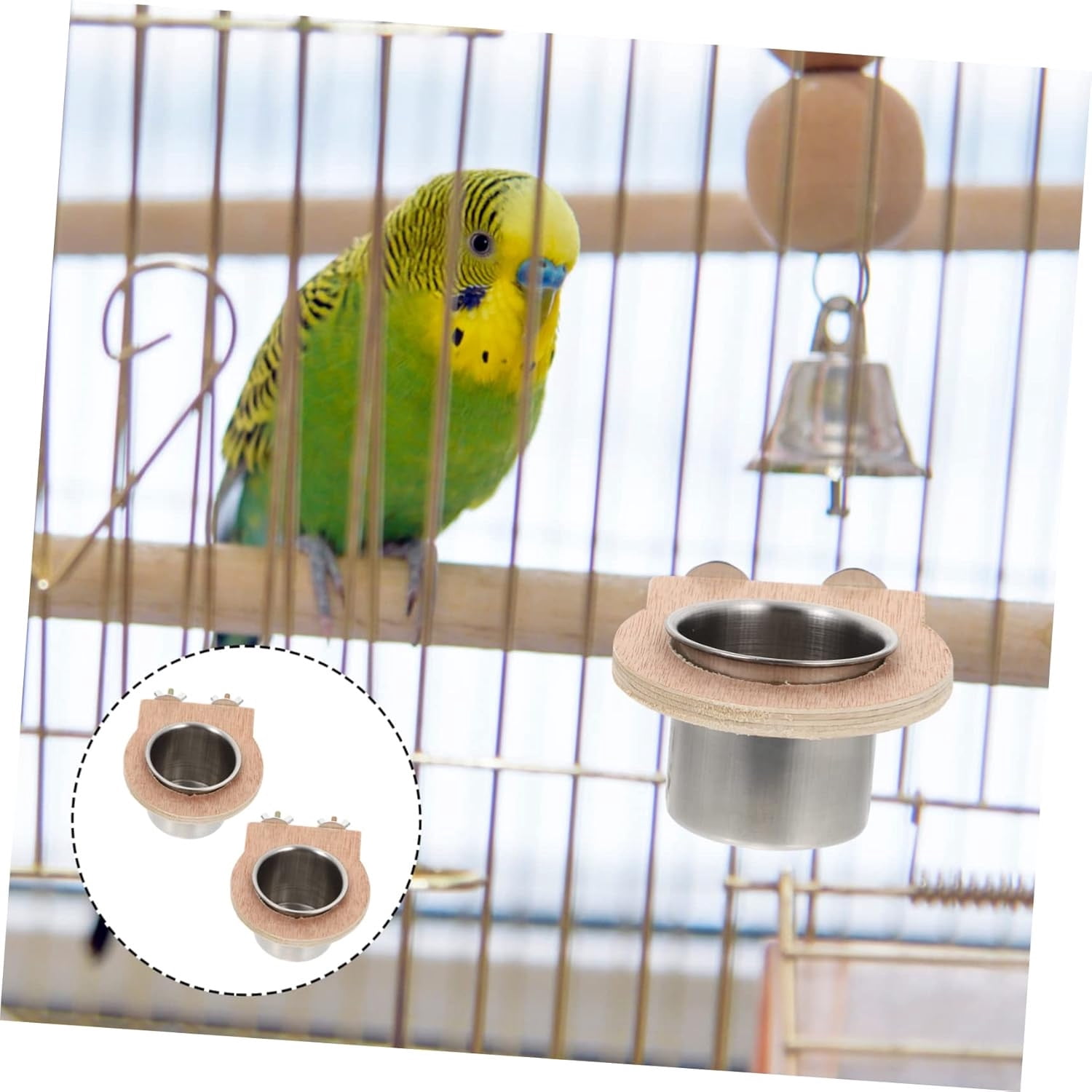 Cadorn Stainless Steel Parrot Feeder Cup - Durable Bird Feeder for Cages, Anti-Rust Pet Food Dish for Parakeets, Cockatiels, and Lovebirds