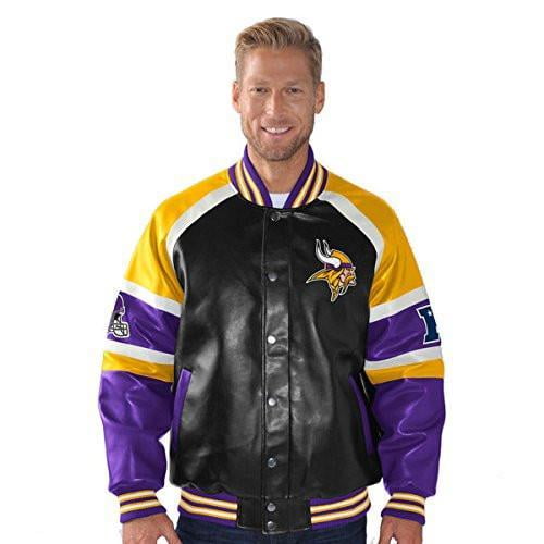 Minnesota Vikings Faux Leather Button up Jacket Men's by G-III Sports