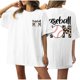 thumbnail image 2 of Fiudx Liquidación de Ahorros de Verano Camiseta de Manga Corta con Cuello Redondo y Estampado Informal con Estampado Frontal y Trasero de Béisbol para Mujer, 2 of 5