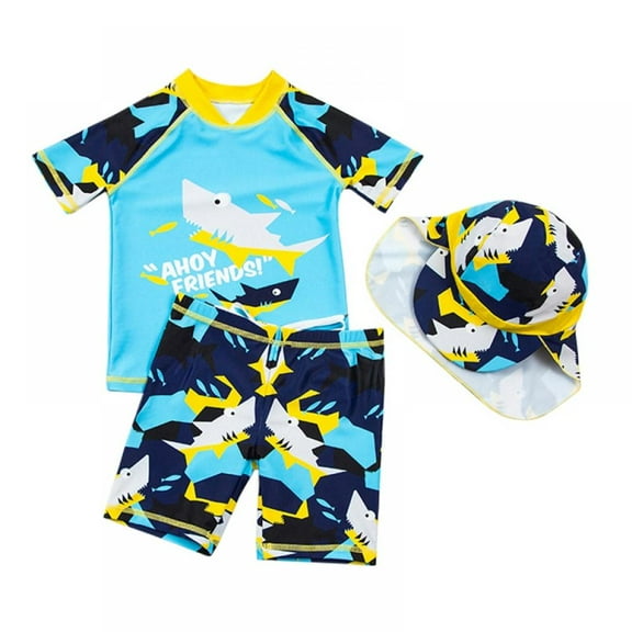 BULLPIANO 1-6Y Boys Swimsuit Three Piece Rash Guard Swim Trunks Sets Kid Shorts Swimsuit UPF 50  Sun Protection Bathing Suits