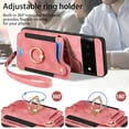 thumbnail image 5 of Phone Case for Google Pixel 6 Wallet Cover with Tempered Glass Screen Protector and Wrist Strap Lanyard RFID Credit Card Holder Ring Stand Cell Accessories Pixel6 Pixle Six Women Men Pink, 5 of 13