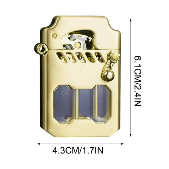 Mecha Metal Rocker Lighter, Retro Transparent Oil Tank Metal Rocker Kerosene Lighter, Retro Metal Rocker Kerosene Windproof Lighter
