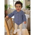 thumbnail image 5 of RUINIXCW Baby Boy Fall Romper Adorable Solid Color Long Sleeve Doll Collar Button Up Jumpsuit, 5 of 9