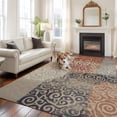 thumbnail image 2 of Vintage Abstract Area Rugs 5'x7', Washable Small Throw Rugs for Laundry Room Playroom, Retro Classic Pattern Texture Brown Indoor Outdoor Rug Non-Slip Low Pile Carpet Runner Reversible Floor Mats, 2 of 8