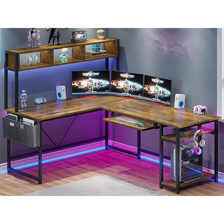 Walbrook Reversible L-Shape Computer Desks, 47'' or 55'' Work Desk with Adjustable Shelves 17 Stories Color: Rustic Brown, Size: 29.14 H x 47.24 W