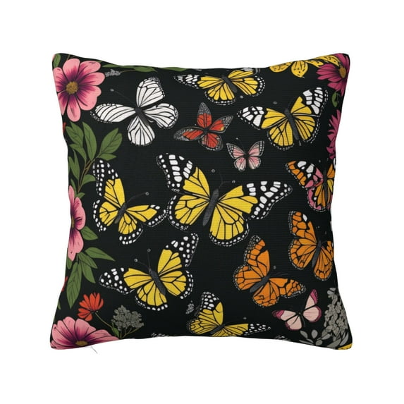 ZICANCN Spring Blooms Flowers Butterfly Throw Pillow Covers, Bed Couch Sofa Knit Decorative Pillow Covers for Living Room Farmhouse, 12"x12"