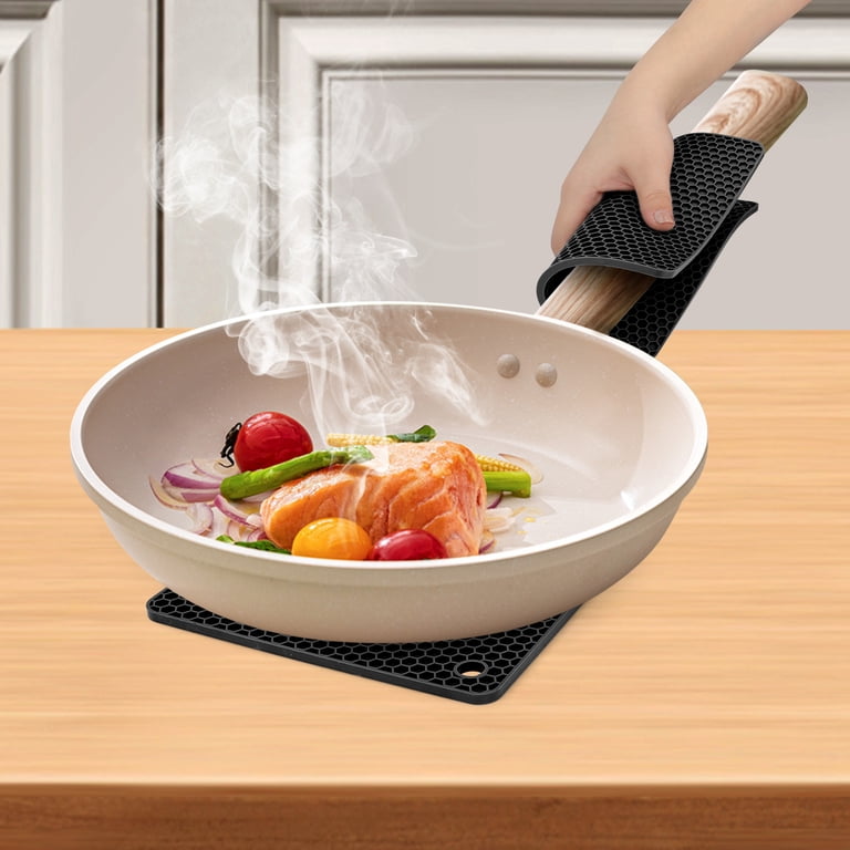 EEEkit 4-Piece Silicone Square Pot Holders, Black photo 5