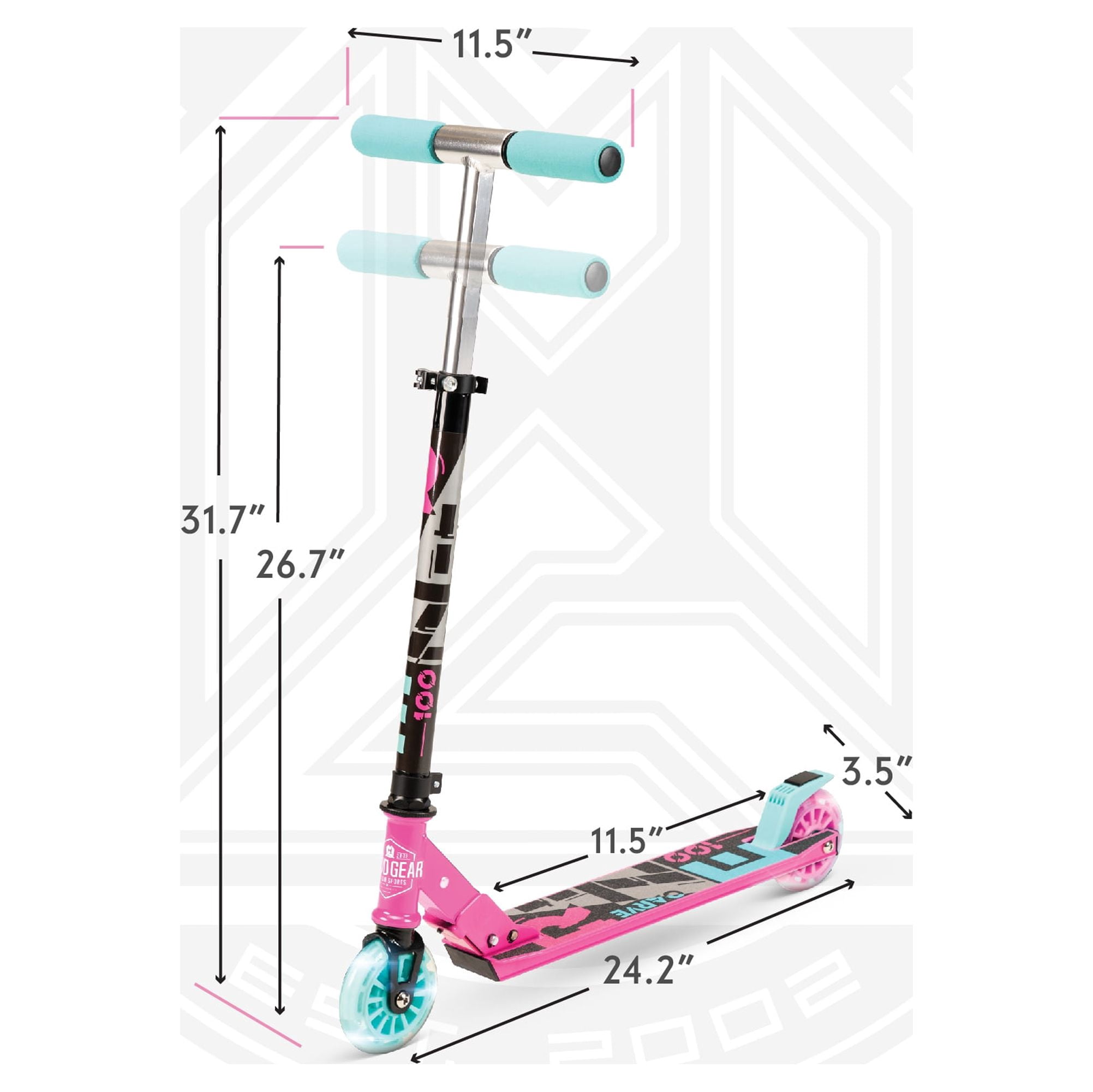 Madd Gear Rize 100 Light-Up Scooter - Pink Teal