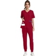 thumbnail image 4 of Hearthz Medical Scrubs Set for Women Women's V-Neck Top & Jogger Scrub Pants Scrub Set Women, 4 of 7