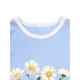 thumbnail image 4 of Xuanfei Women Daisy Graphic Print Crew Neck Short Sleeve Contrast Color T-Shirt, 4 of 7