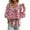 Pink, variant on Women's Bohemian Holiday Printed V Neck Long Sleeve Shirt With Tie