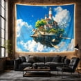 thumbnail image 6 of Massive Steampunk Airship with Which Serves Floating Village, Mystical Fantasy for Space Lovers, Galaxy Room Decor, Housewarming Gift, Tapestry Wall Hanging for Bedroom and Dorm, 6 of 7