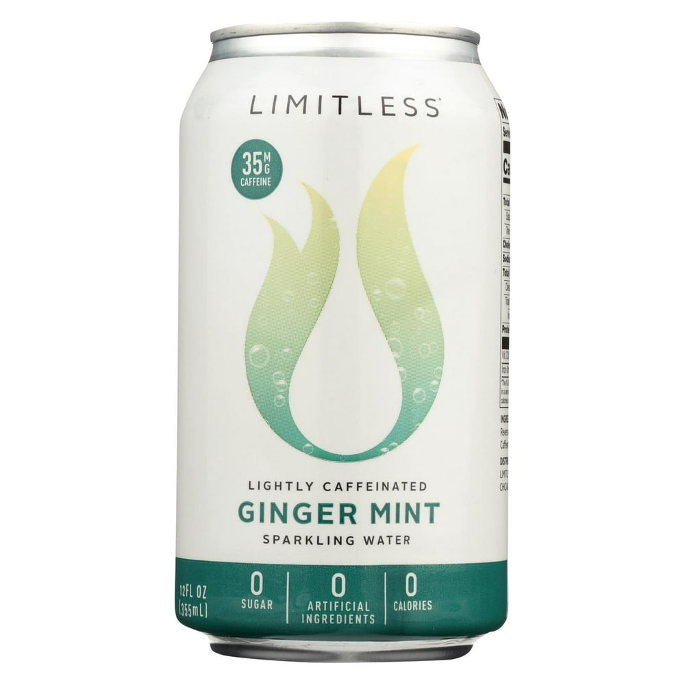 Limitless Coffee Sparkling Caffeinated Water Ginger Mint Case Of 1