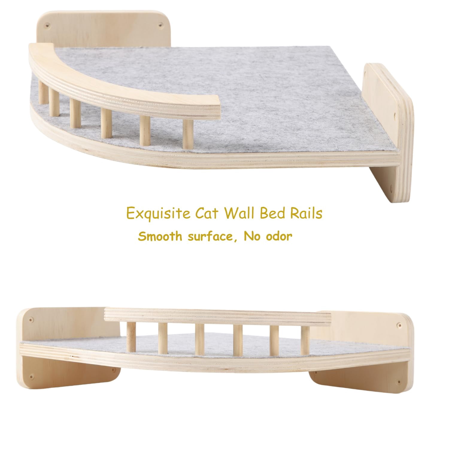 Cat Wall Shelves - 3 Steps Scratch & Hammock Bed With Plush Cover  Climbing Shelf For Indoor Cats (wood)