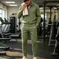 thumbnail image 4 of Men’s Waffle Knit Full Zip Track Jacket, Stand Collar Long Sleeve Casual Athletic Warm Outerwear Coat Size 3XL Army Green, 4 of 6