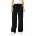 thumbnail image 2 of Common Stitch Women's Wide Leg Cargo Fleece Sweatpants, 3-Pack, 4 Pockets, Elastic Drawstring Waist, 2 of 7